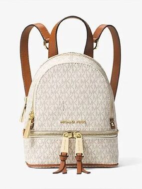 Michael Kors Neutral Signature Mini Backpack with Gold Hardware